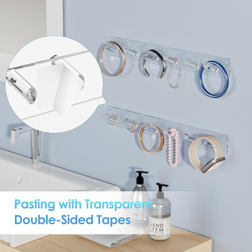 MaxGear Clear Necklace Holder 2-Pack, Wall Jewelry Organizer with 12 Hooks