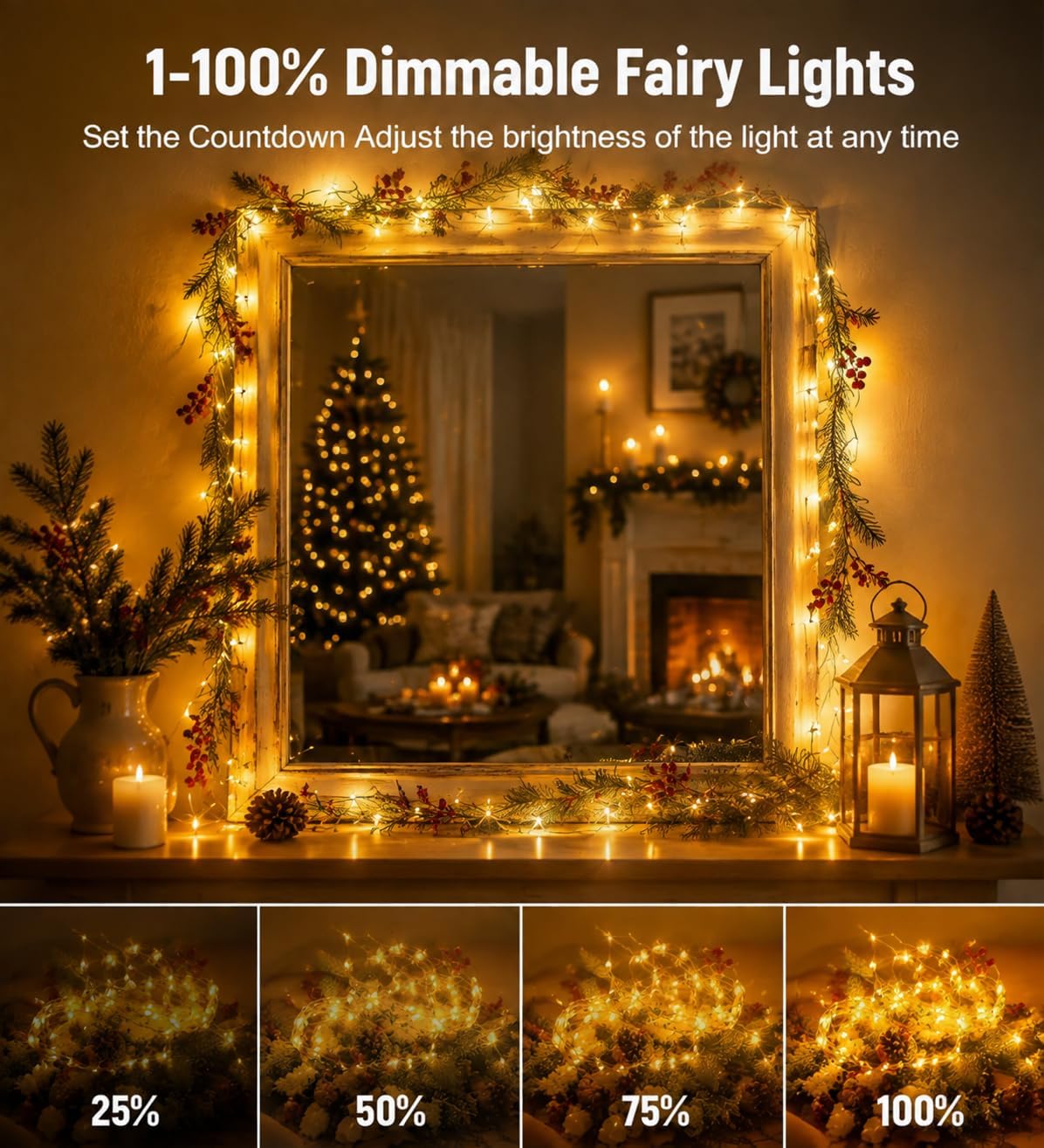 2PACK Battery Operated Fairy Lights for Bedroom: 8 Modes 16.4FT 50 LED String Lights with Timer and Remote - Mini Twinkle Light for Indoor Outdoor - Silver Wire Christmas Light for Party Wedding Room