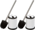 Bath Bliss Toilet Brush and Holder | Self Closing Lid | 360 Degree Brush Head | Bathroom Cleaning | Compact Size | Storage and Organization | White (Pack of 2)