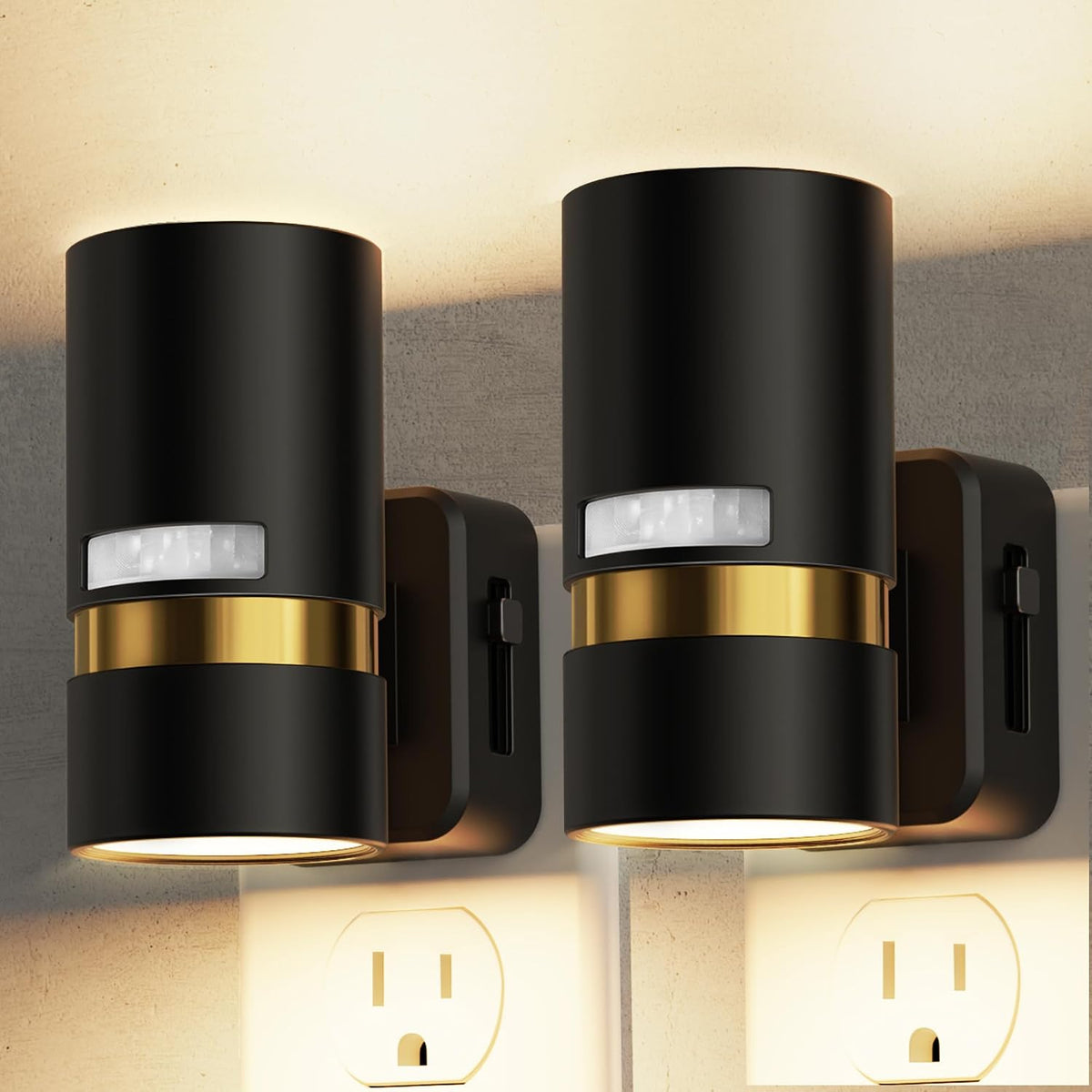 2 pack Dusk to Dawn night light+2 pack Motion Sensor night light