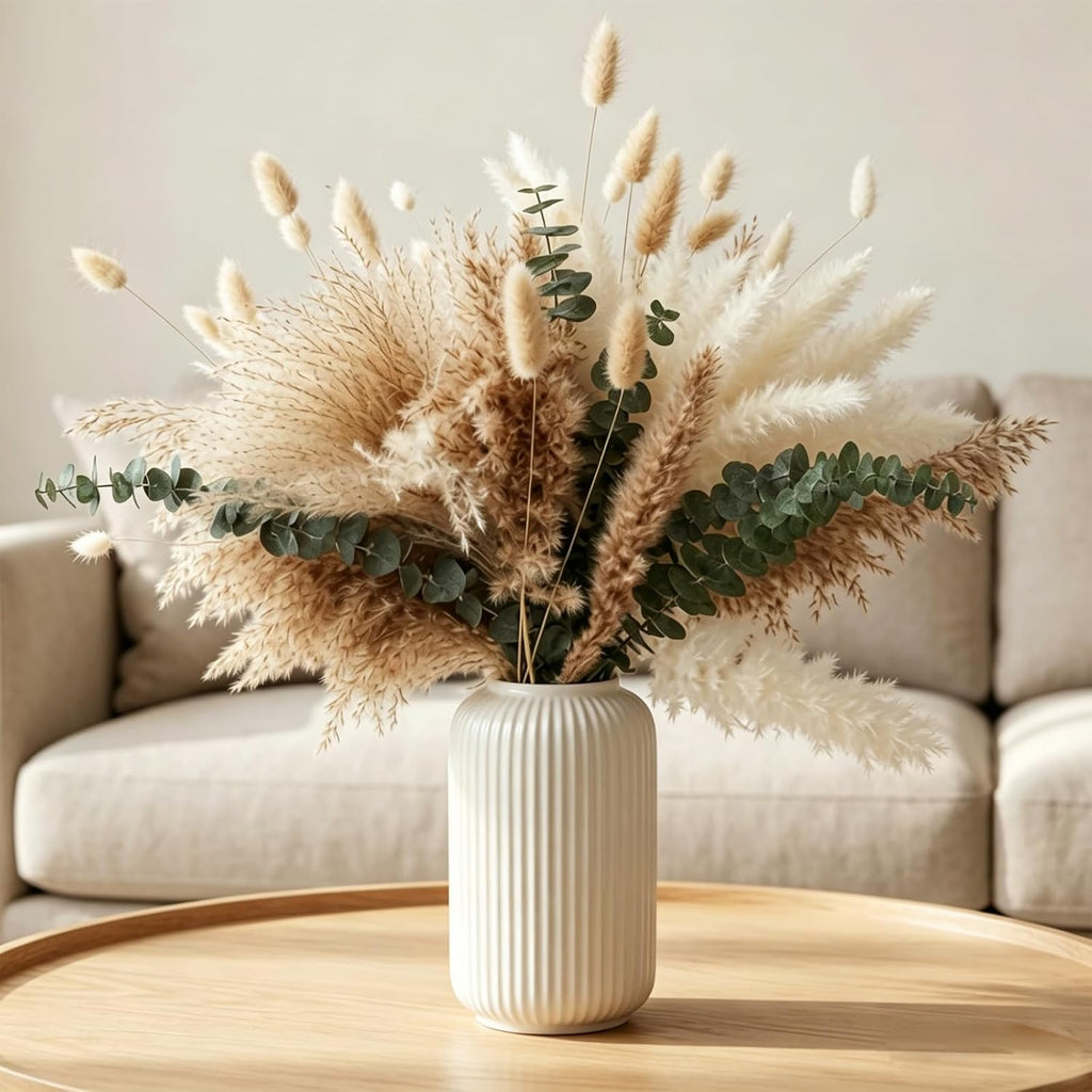 125Pcs Natural Dried Pampas Grass Decor 7 Types Dried Flowers