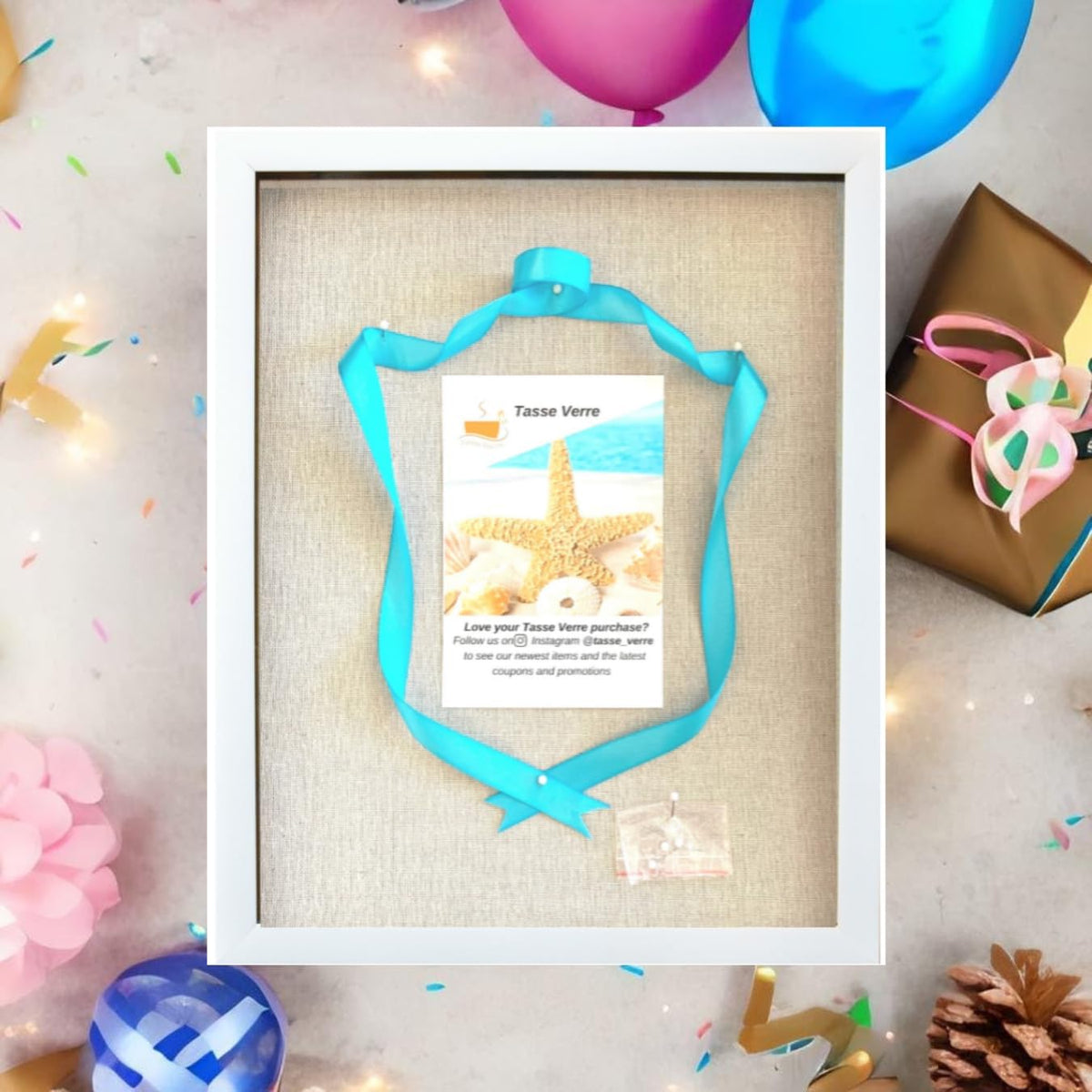 Tasse Verre 12x15 White Display Shadow Box (1-Pack) Frame w/Linen Background and 8 Stick Pins - Ready to Hang Shadowbox Picture Frame - Box Display Baby Memorabilia Wedding