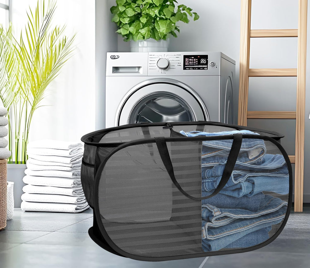 Collapsible Laundry Hamper Basket,Pop Up Mesh Bag for Laundry Room