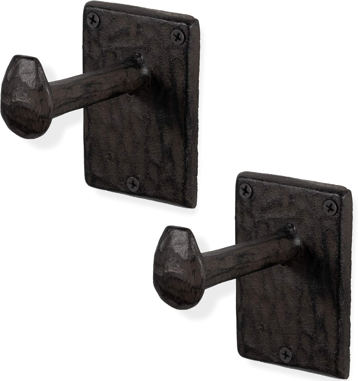 Rustic State Billow Wall Mount Cast Iron Hooks, Black, Set of 2