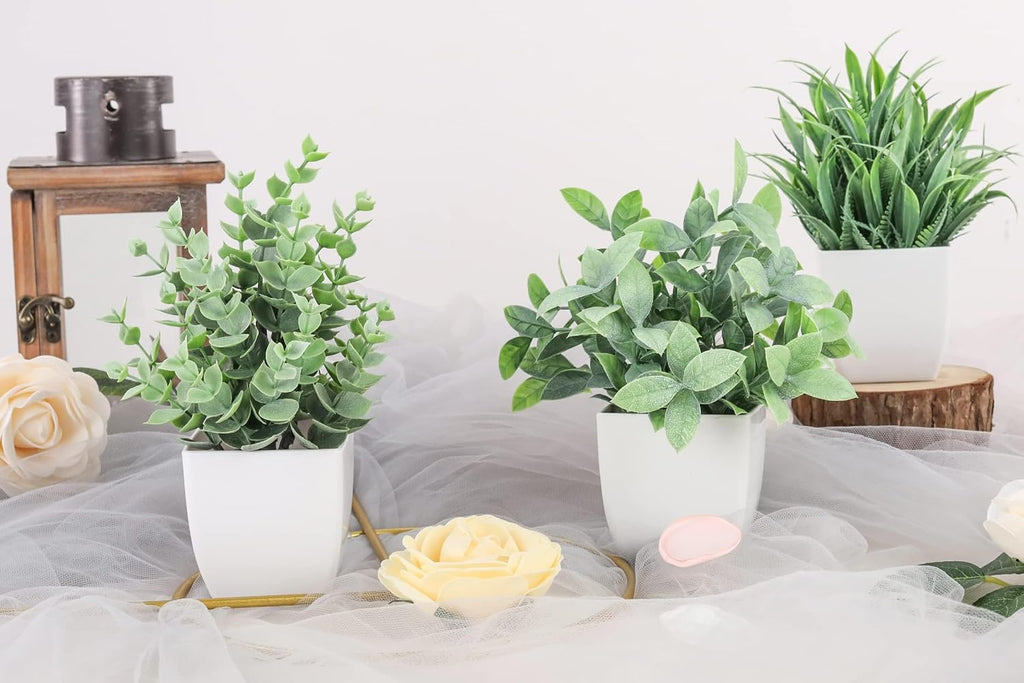 Der Rose 6 Pack Fake Plants Small Artificial Plants for Home Classroom