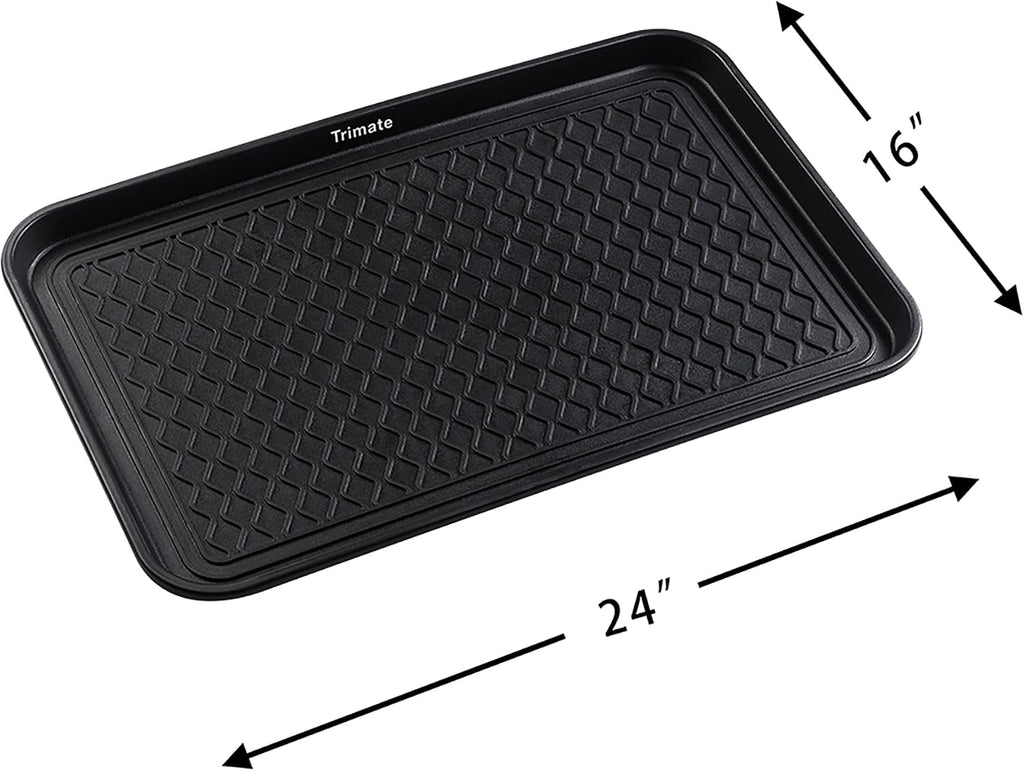 Boot Tray Black, 2 Pack – Medium 24"x16" Water-Resistant Plastic