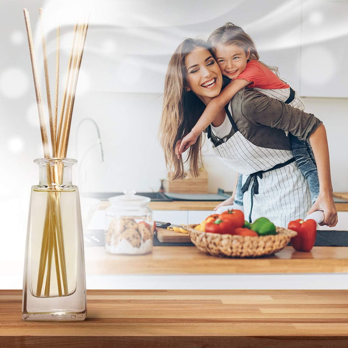 Reed Diffuser with Natural Essential Oil Lavender 3.4 Fl Oz - Lavanda Diffuser - Scented Reed Diffuser - Gift Set w/Bamboo Sticks - Best for Aromatherapy - Home - Office - Fitness