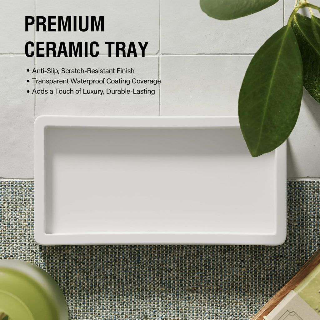 MOMEEMO Soap Dispenser Set with Ceramic Tray, Gold