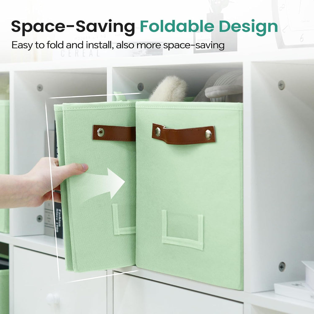 FinishingBo 10.5" x 11" Storage Bins with Labels 6 Pack
