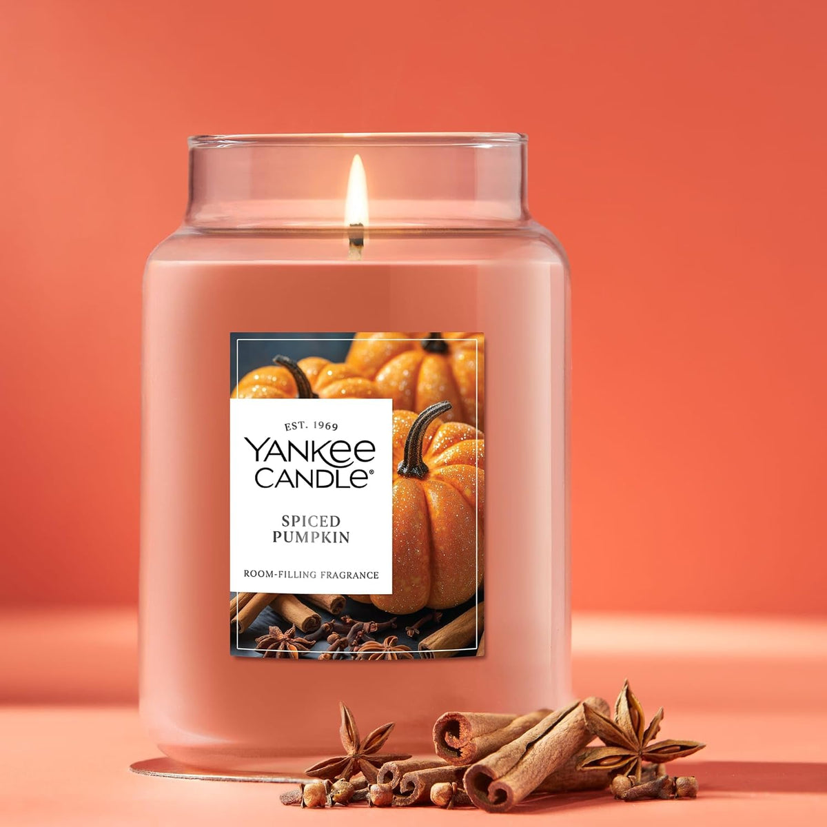 Yankee Candle Spiced Pumpkin, Fall Scented Candle, 22oz Large Jar with up to 150 Hour Burn Time, Giftable (Pack of 4)