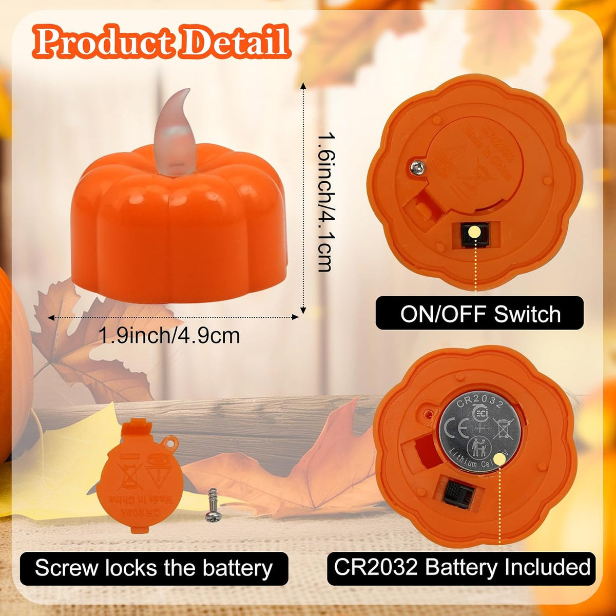 12 Pack Halloween Decorations Indoor Pumpkin Tea Lights Fall Home Decor