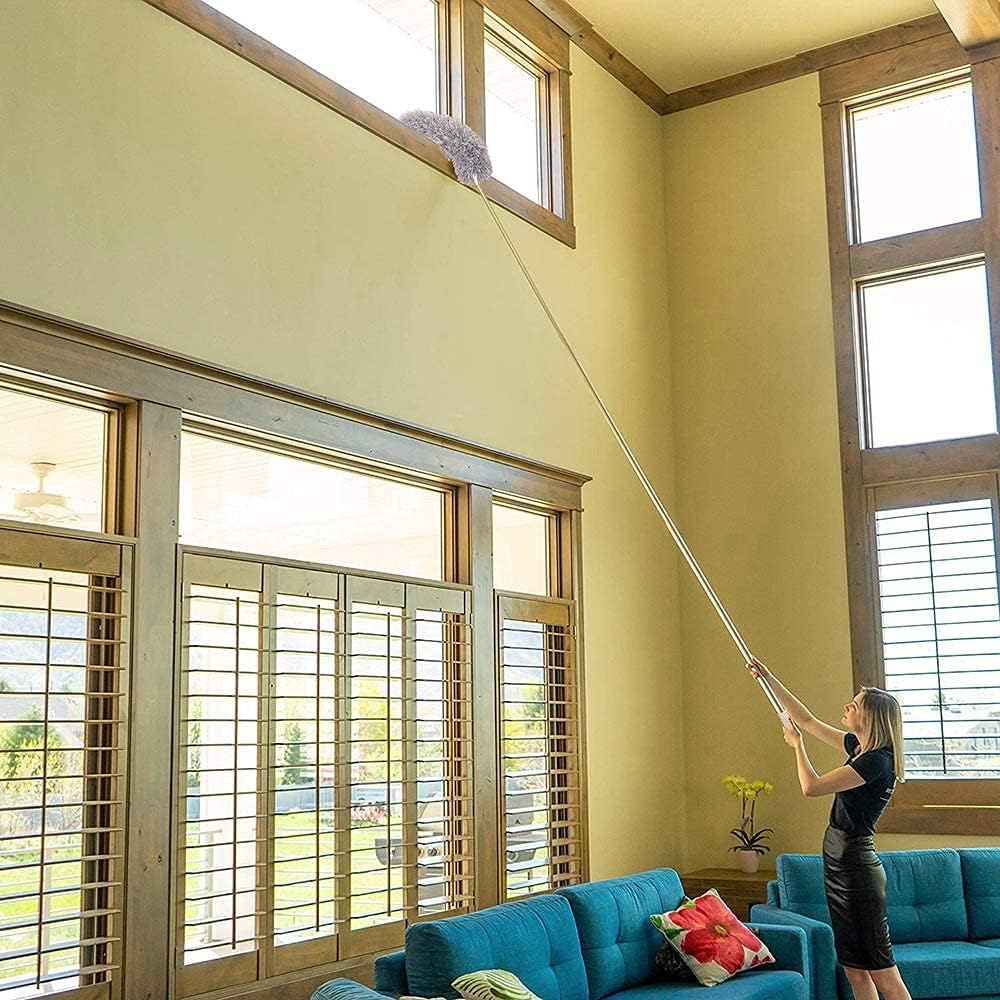 Duster with Extension Pole, 30-100 Inch & Bendable Microfiber Duster Head