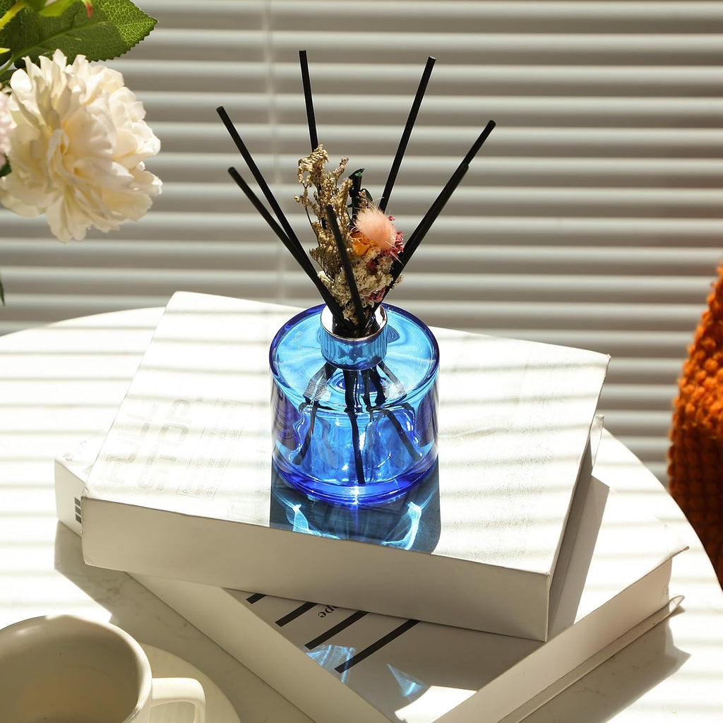 Rtteri 2 Sets Empty Reed Diffuser Bottles with Sticks, 5oz,Blue Color