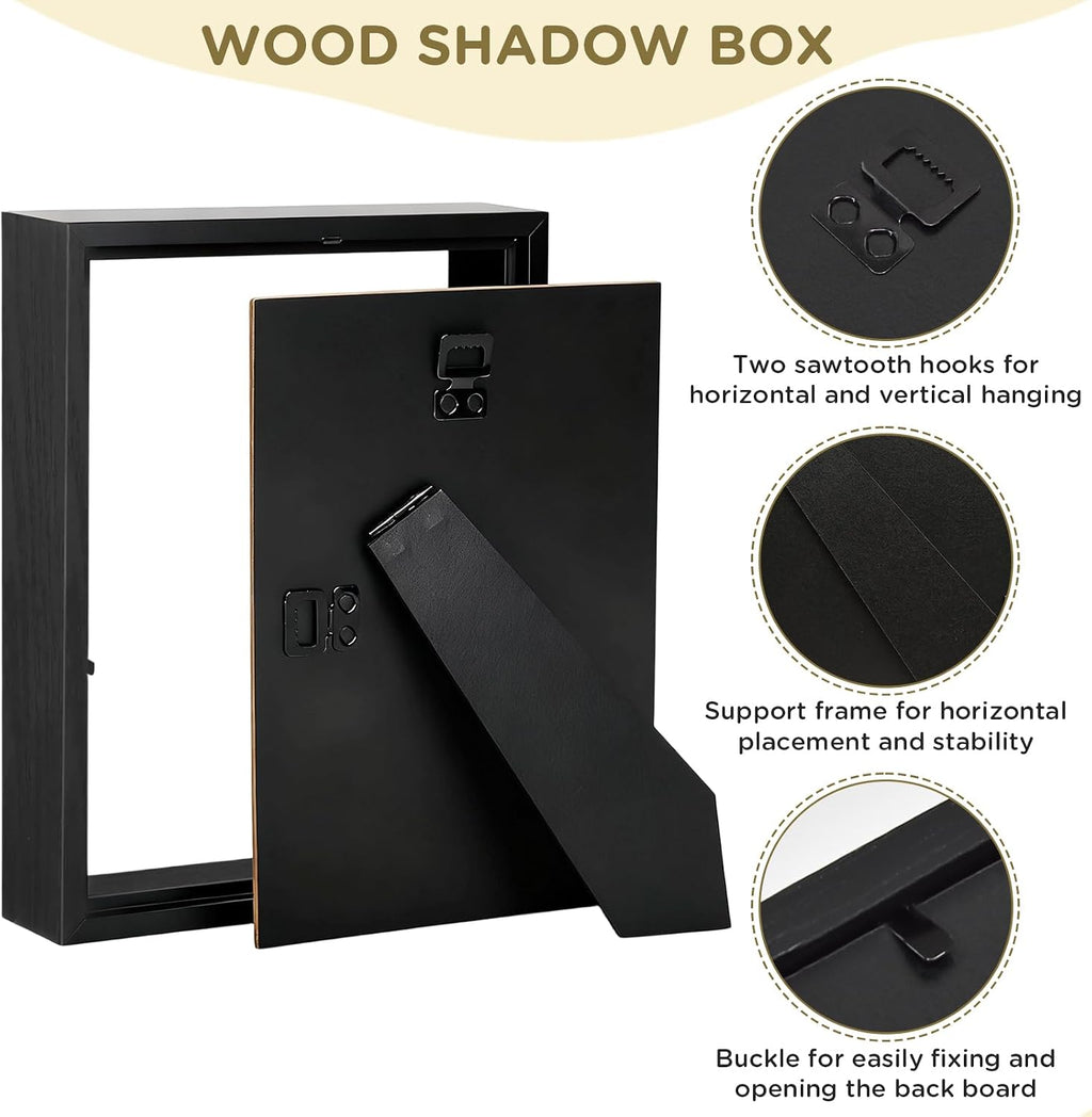 2 Pack Shadow Box Frame 11"x 14" - Wood Deep Shadowbox with Glass