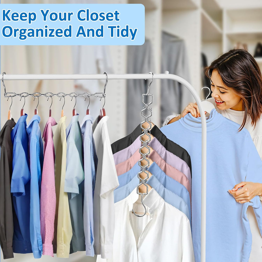 Space Saving Hangers for Clothes 6 Pack Sturdy Metal Hangers Heavy Duty
