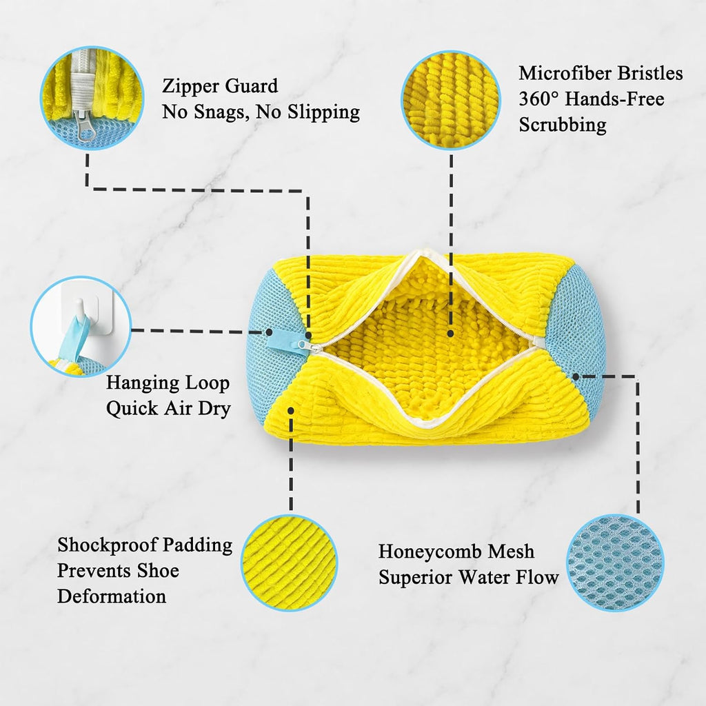 Shoe Washing Machine Bag for Washing Machine, Reusable Mesh Laundry Bag for Sneakers Shoes, Shoe Laundry Bag with Zipper Closure for Delicates, Travel, Household Laundry