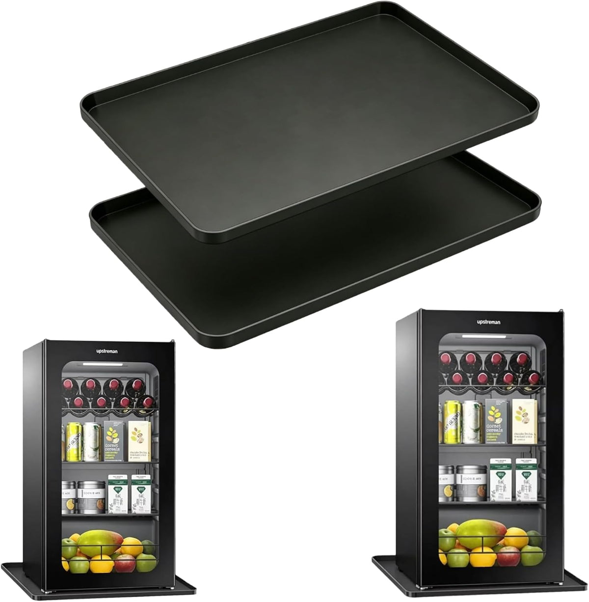 Mini Fridge Mat, 24x24 Inch Silicone Protective Drip Tray with Raised Edge - Leak Proof Floor Guard for Water Dispenser, Washer, Dryer, Pet Bowls - Easy Clean & Foldable（2 Pack）
