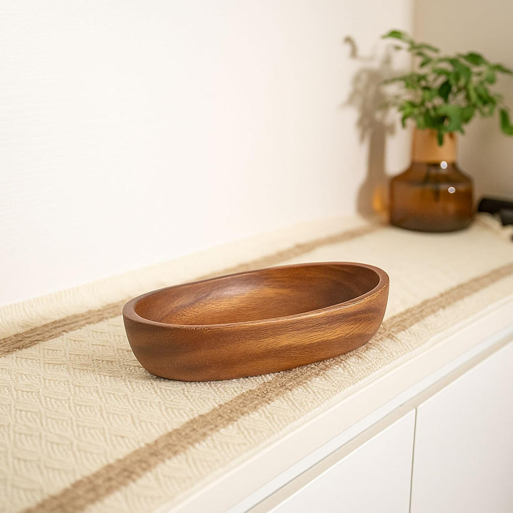 Wooden Bowl for Keys, Walnut Catchall Bowl for Entryway, Small 6.7 Inch