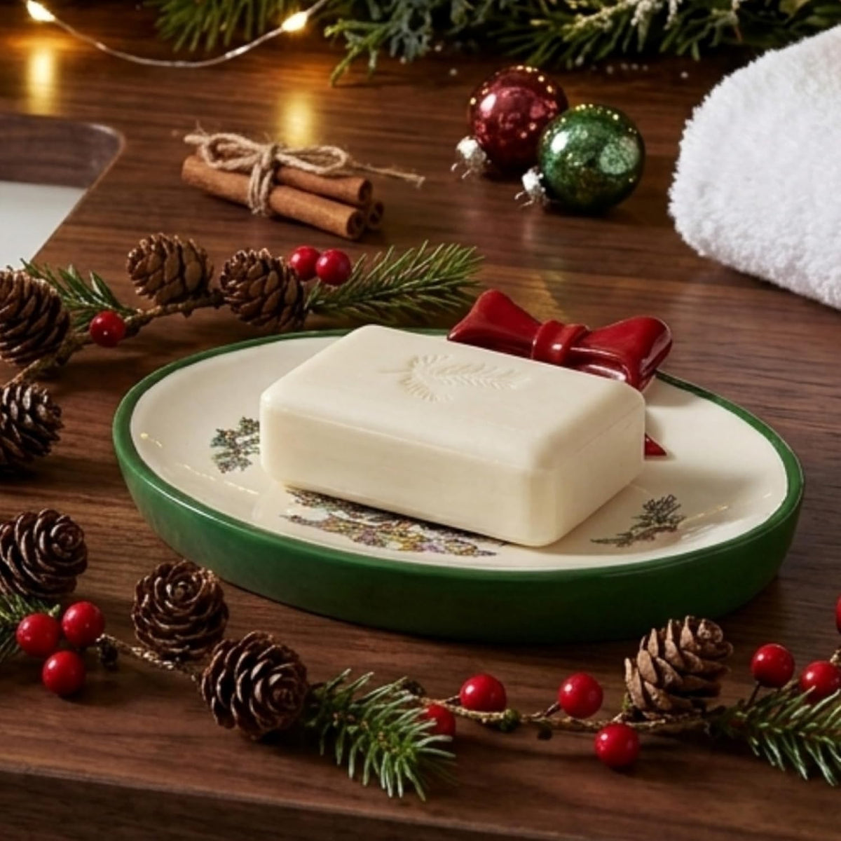 Spode - Christmas Soap Dish, Bar Soap Holder for Bathroom, Shower & Kitchen