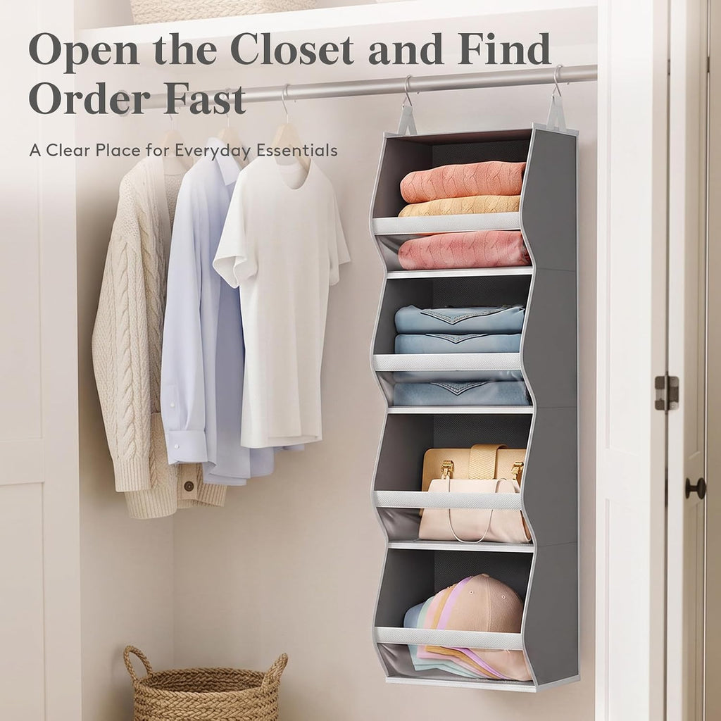 Lifewit Hanging Closet Organizer and Storage for Clothes, Gray, 2 Pack