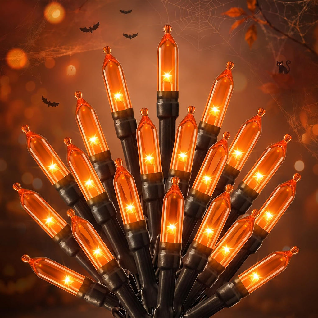 Minetom Orange Halloween String Lights Outdoor, 39Ft 100LED Christmas Light