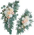 Artificial Blush Pink Wedding Arch Flower Swags Set of 2 for Welcome Signs and Ceremony Decorations, Champagne Gold Wedding Flowers