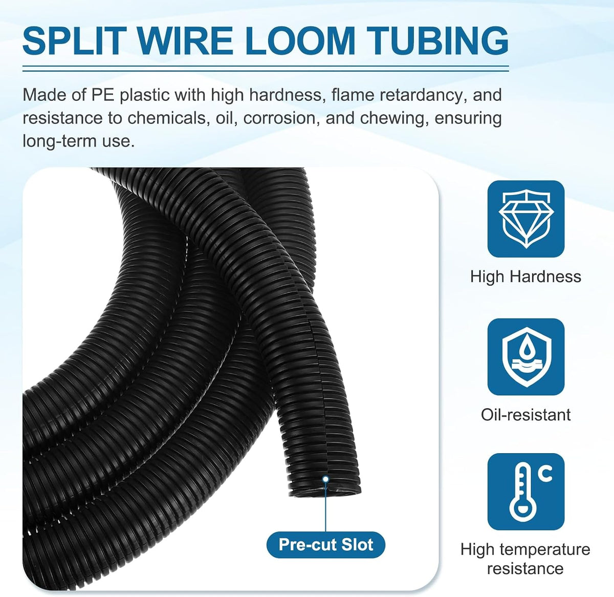 MECCANIXITY 1 1/2" 20ft Split Wire Loom Tubing w/Installation Tool Black