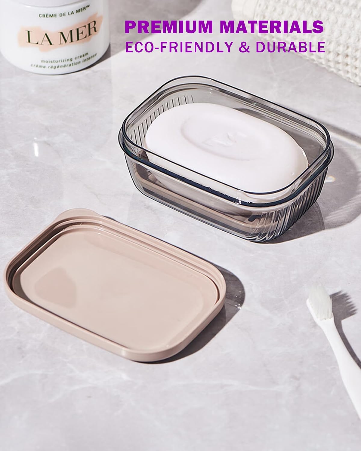 Travel Essentials Soap Holder with Lid Clear,Leakproof Soap Dish with Drainage Layer,Portable Travel Soap Bar Case for Camping,Gym,Bathroom,Kitchen,Dormitory,Hotel