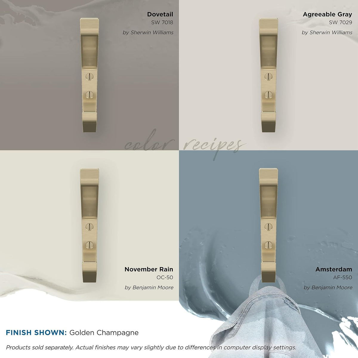 Amerock Emerge Double Prong Golden Champagne Wall-Mounted Hook