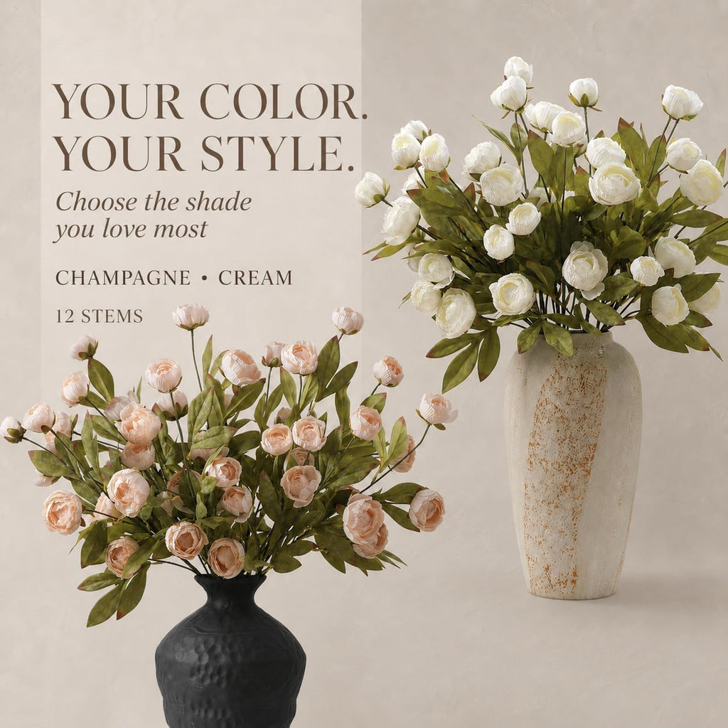 Peonies Artificial Flowers Faux Flowers for Vase Silk Flowers 12ct No Vase