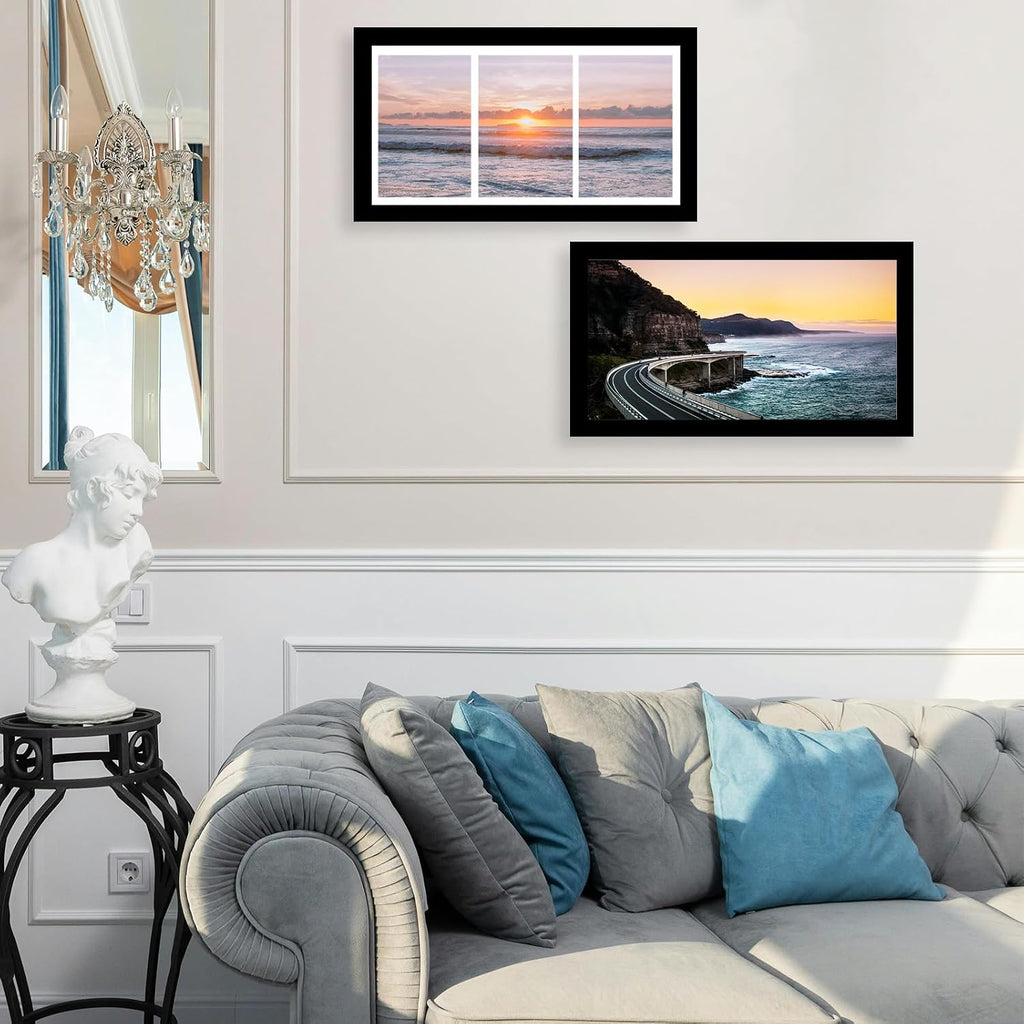 JCJMY 8x16 Collage Picture Frame with Mat, Display 3 Pcs 4x6 Photos or 8x16 Picture, Three Opening 4x6 Picture Frame Collage for Wall Hanging or Tabletop, Lightweight 4 x 6 Triple Photo Frame, Black