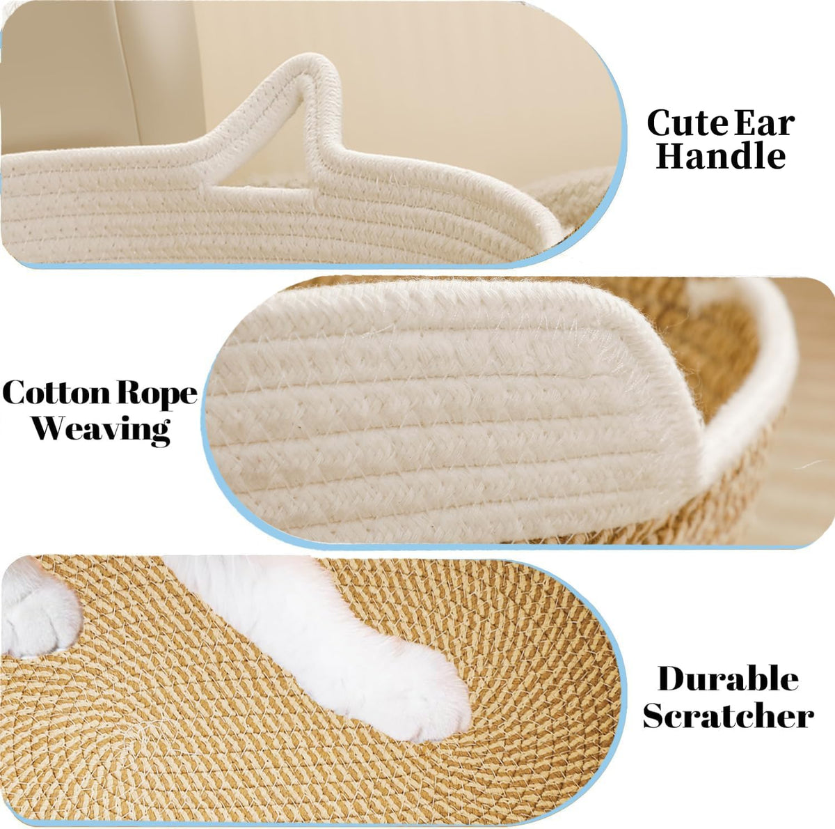 Cat Basket Cotton Rope Cat Toy Basket Instinct Baskets Handwoven Cats Bed