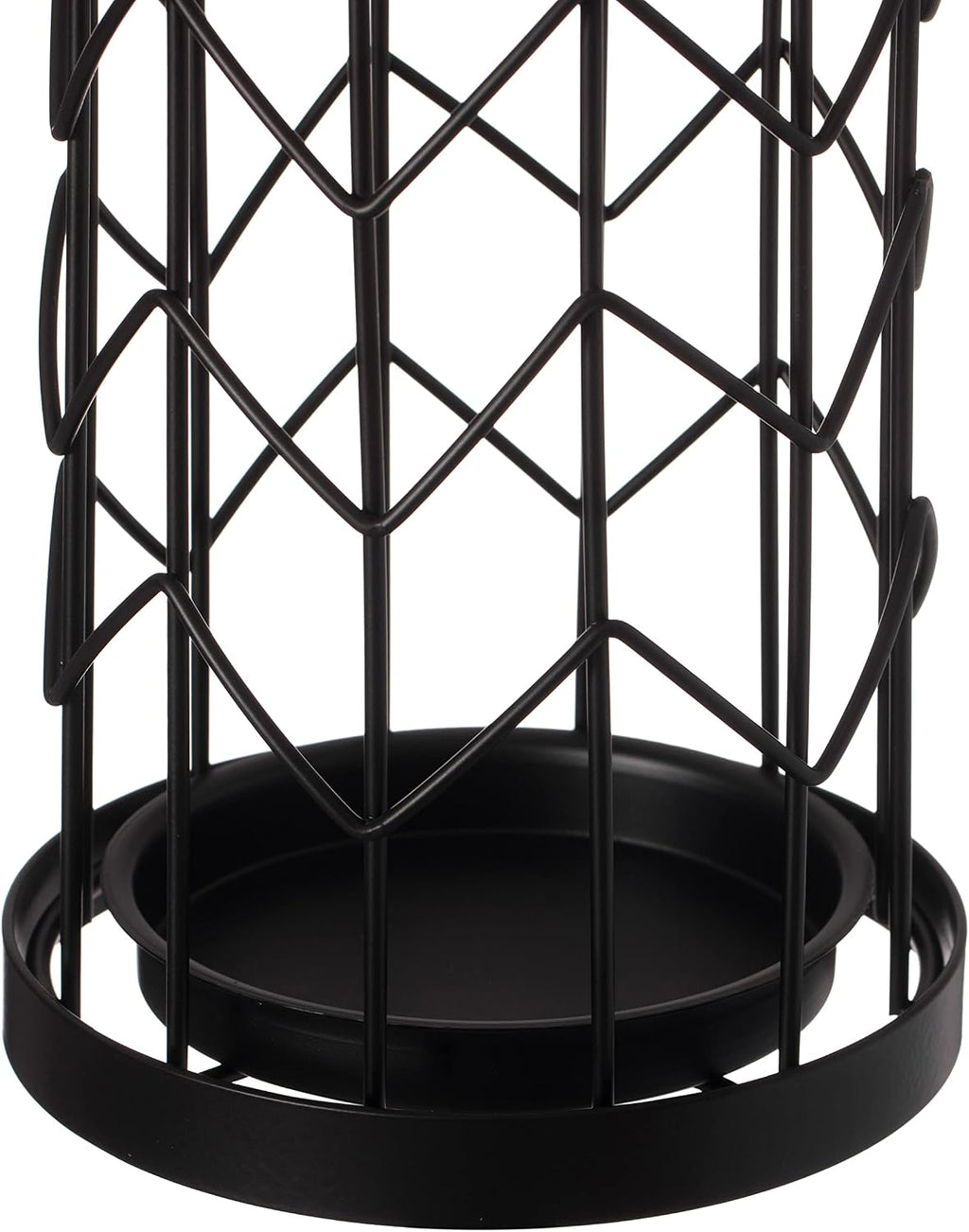 Vintiquewise Black Round Horizontal Design Umbrella Holder Stand for Indoor and Outdoor with Drip Water Tray
