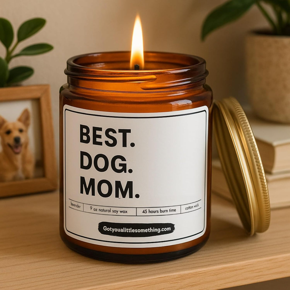 Best Dog Mom Scented Candle | Lavender Vanilla, 100% Soy Wax, Long Burn Time | Dog Mom Gifts for Women, New Puppy Funny Present Idea for Pet Lover, Fur Mama Birthday Gift for Friends, Coworkers