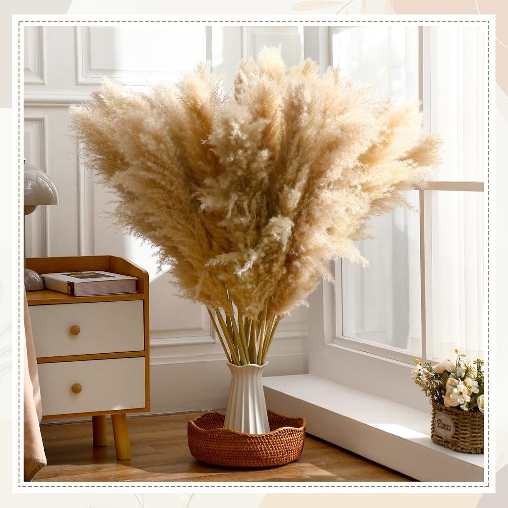 80 Stems Dried Pampas Grass Decor, Large Pampas Grass for Tall Floor Vase