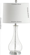 SAFAVIEH Lighting Collection – Finnley Modern Clear Glass 28-Inch Table Lamp, LED Bulb Included, Bedroom Living Room Home Office Nightstand Desk (TBL4206A)