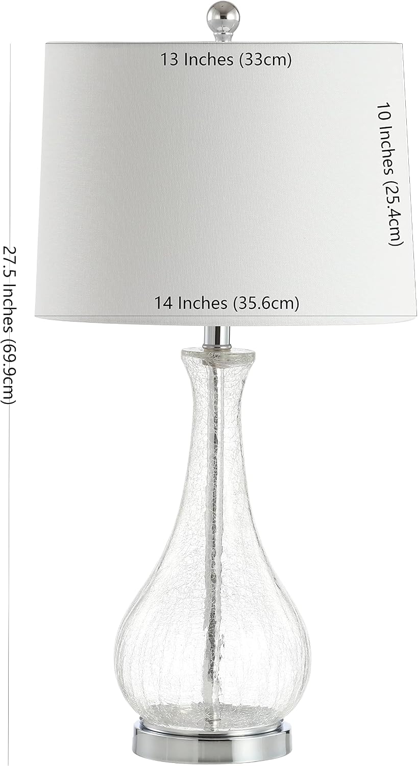SAFAVIEH Lighting Collection – Finnley Modern Clear Glass 28-Inch Table Lamp, LED Bulb Included, Bedroom Living Room Home Office Nightstand Desk (TBL4206A)