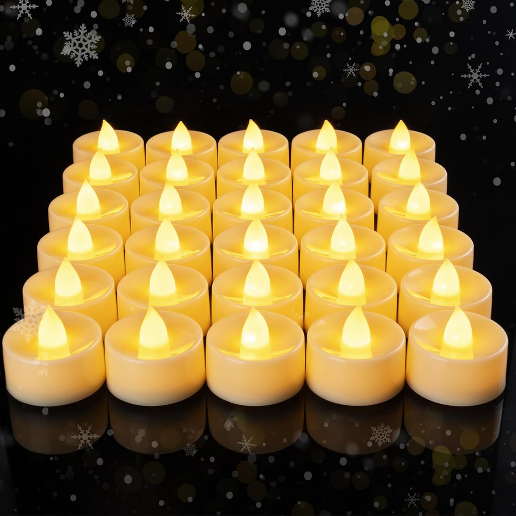 Amagic 100 Pcs Flickering Flameless LED Tea Lights Battery Operated, Ivory