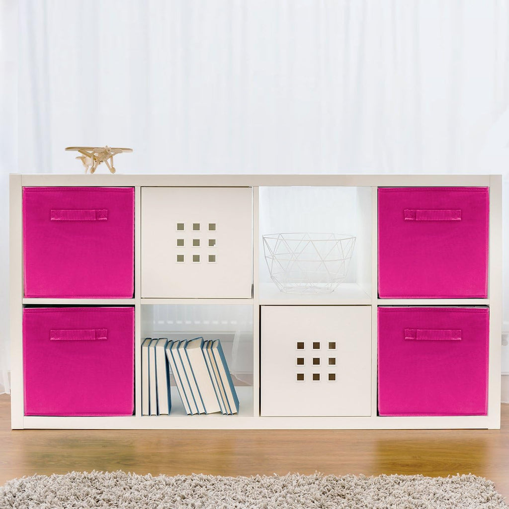 Sorbus Fabric Storage Cubes, 6-Pack Foldable Bins (11 Inch, Pink)