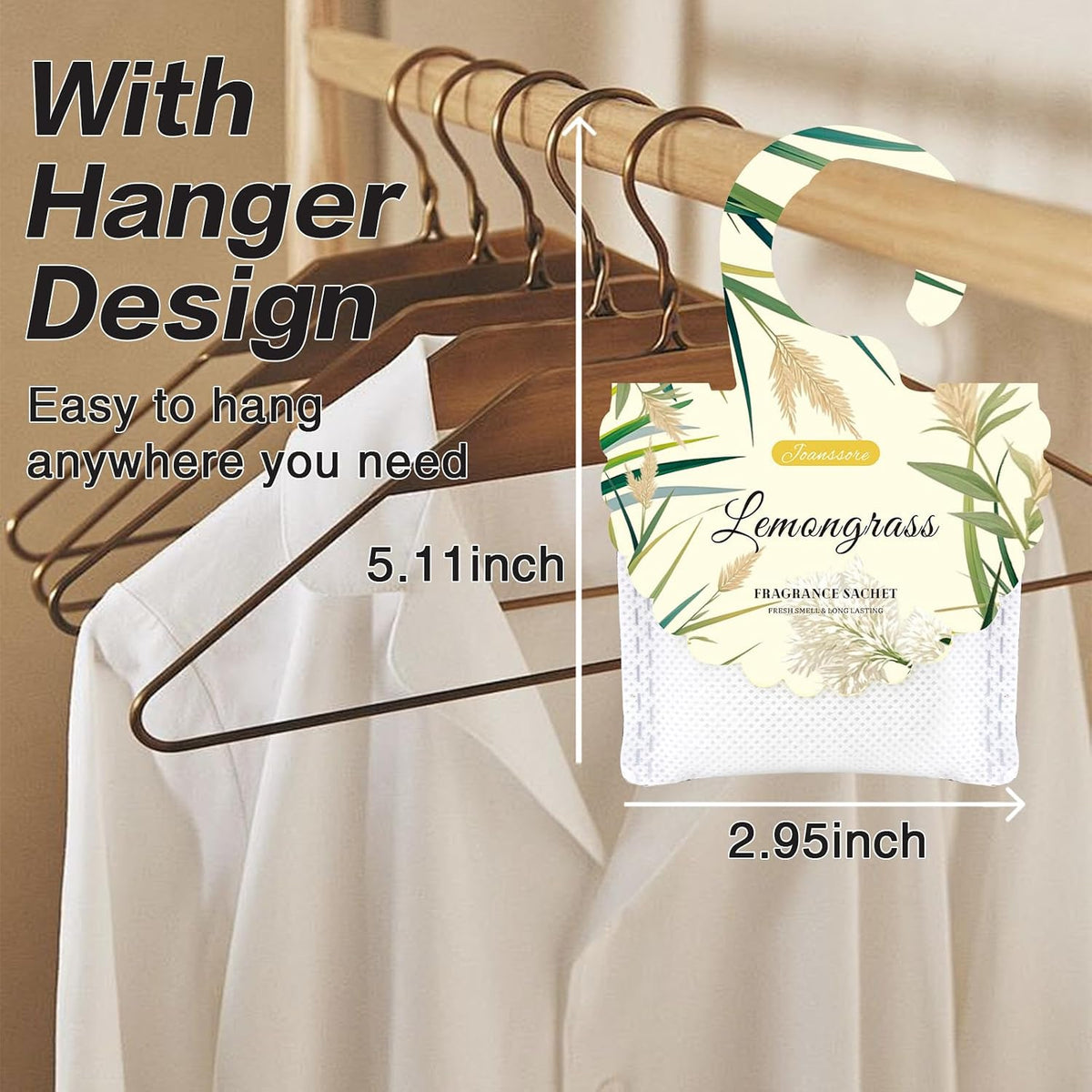 15 Packs Lemongrass Scented Sachets for Drawers and Closets, Air Freshener