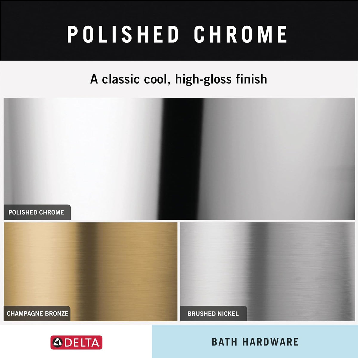 Delta Towel Rack | 24 Inch Polished Chrome Towel Bar for Bathroom, Kitchen | Lahara Accessories