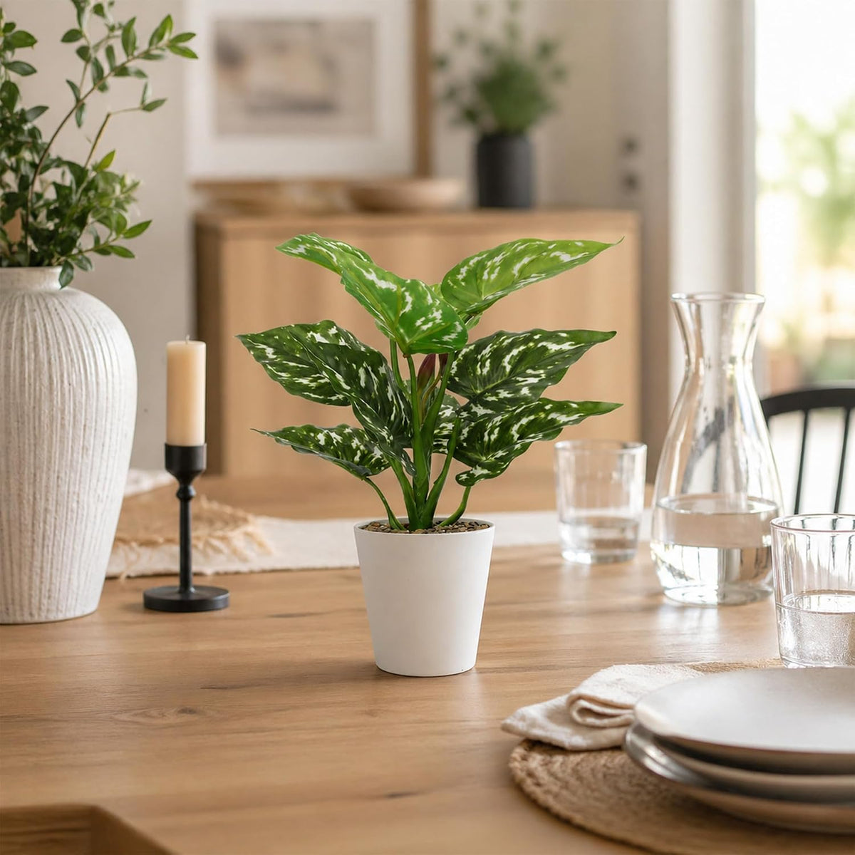 3 Pack Small Artificial Potted Plants for Home, Office Decor