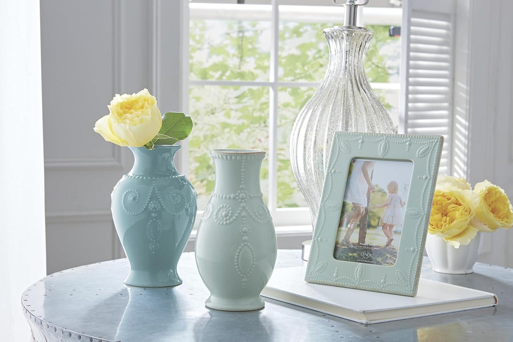 Lenox French Perle Ice Blue 8" Fluted Vase - 869509