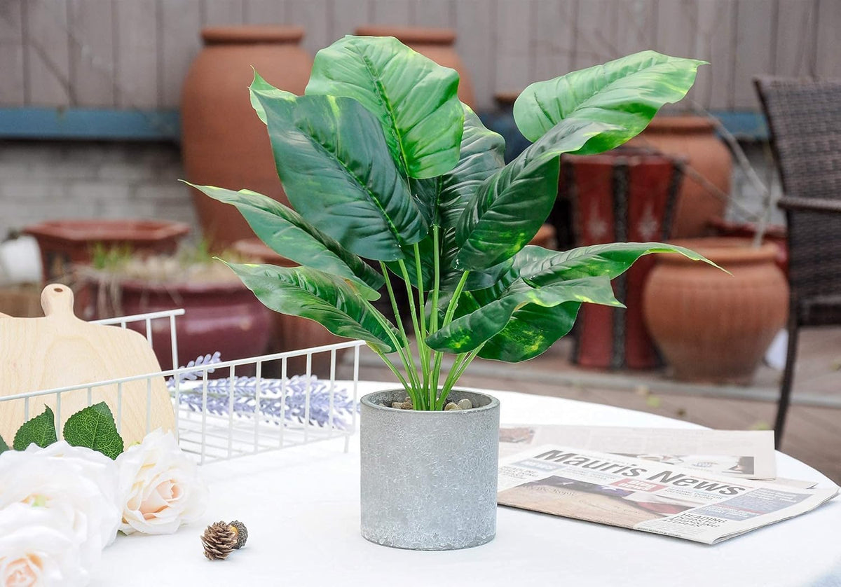 2 Pack 16" Fake Plants Sage Green for Bathroom Office Decor
