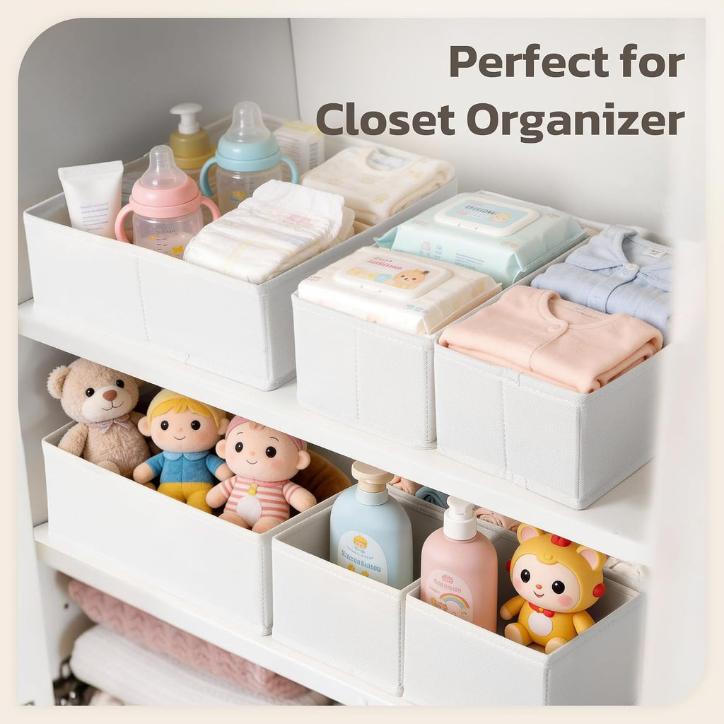 Drawer Organizer, 24 Pack Baby Dresser Organizer for Nursery, Foldable Closet Organizers and Storage Dresser Dividers for Clothes, Socks, Scarves, Ties (White)