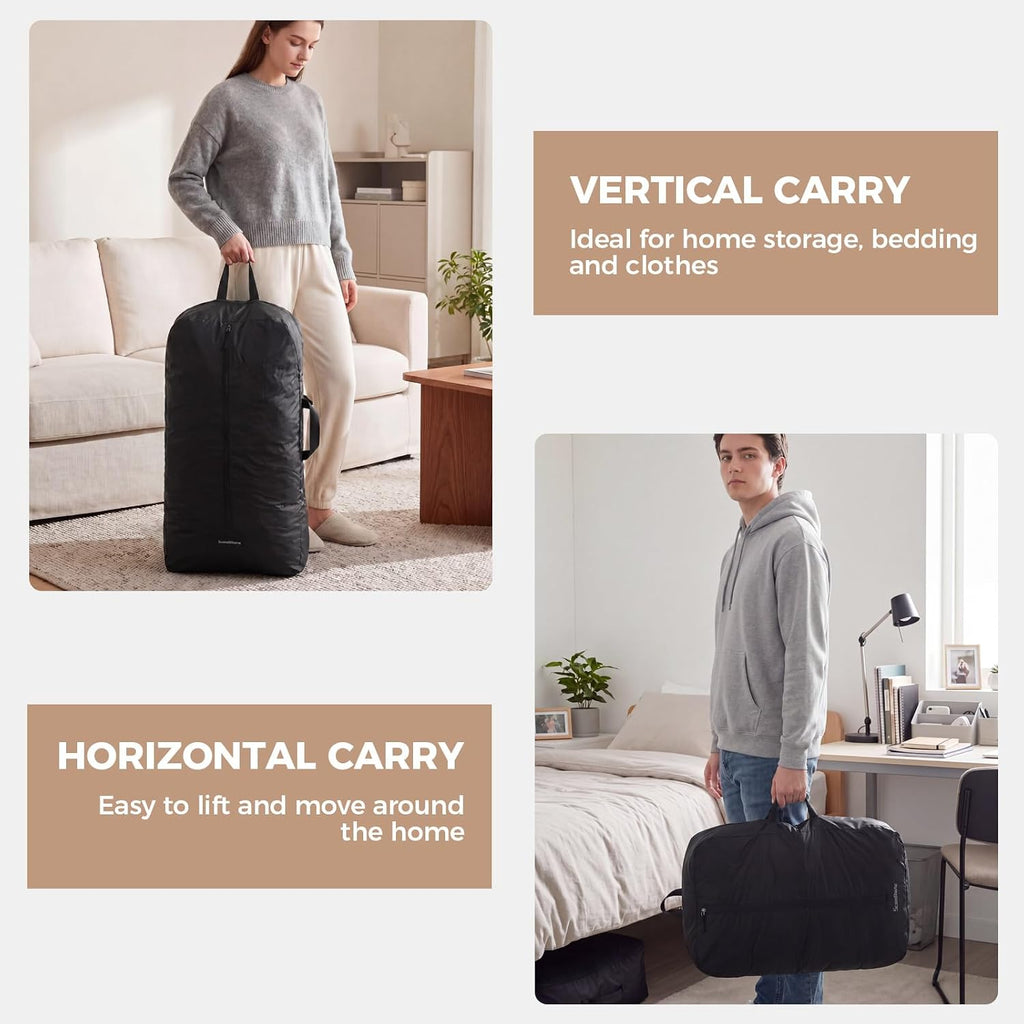 Travel Laundry Bag, 40L Foldable Dirty Clothes Bag with Two-Way Opening