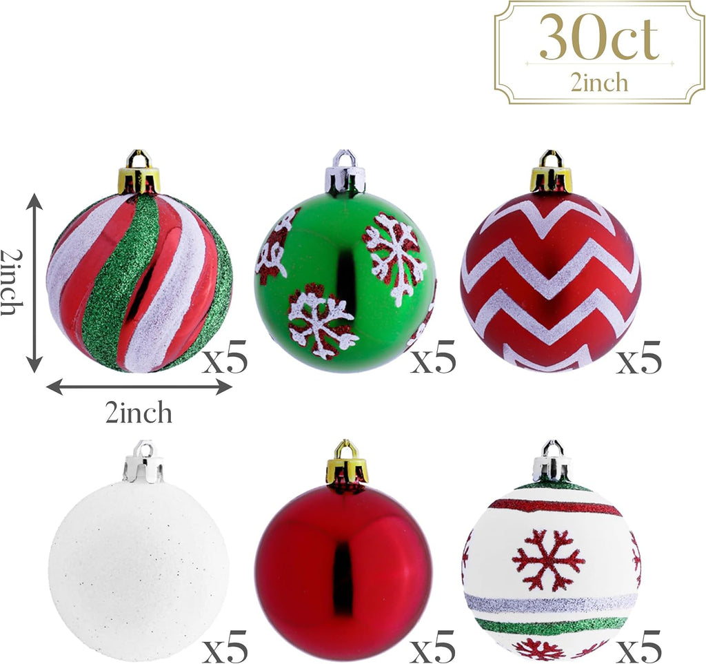 Valery Madelyn 30ct Christmas Ornaments Tree Decorations Set 2 Inch