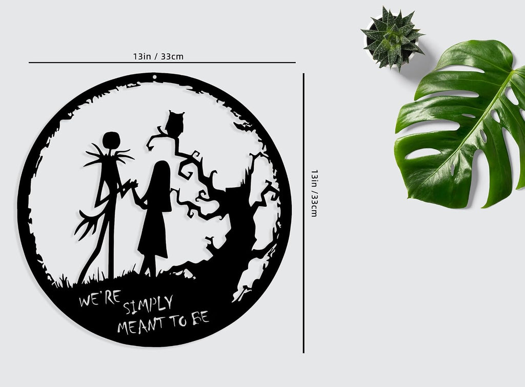 Benziso Nightmare Before Christmas Decor Halloween Decorations Christmas Metal Wall Art Valentine's Day Decorations Jack Wall Hanging Sign for Indoor Outdoor (Black 13in x13in)