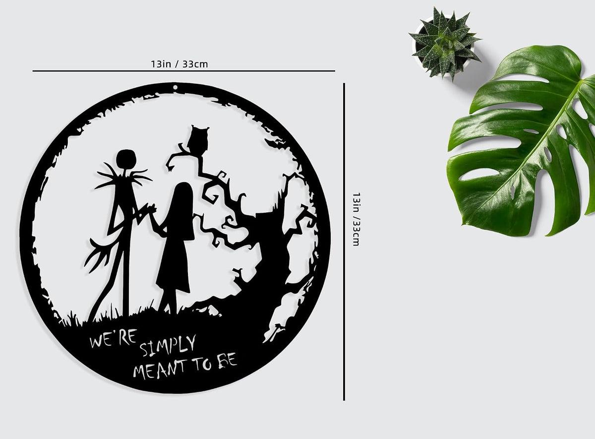 Benziso Nightmare Before Christmas Decor Halloween Decorations Christmas Metal Wall Art Valentine's Day Decorations Jack Wall Hanging Sign for Indoor Outdoor (Black 13in x13in)