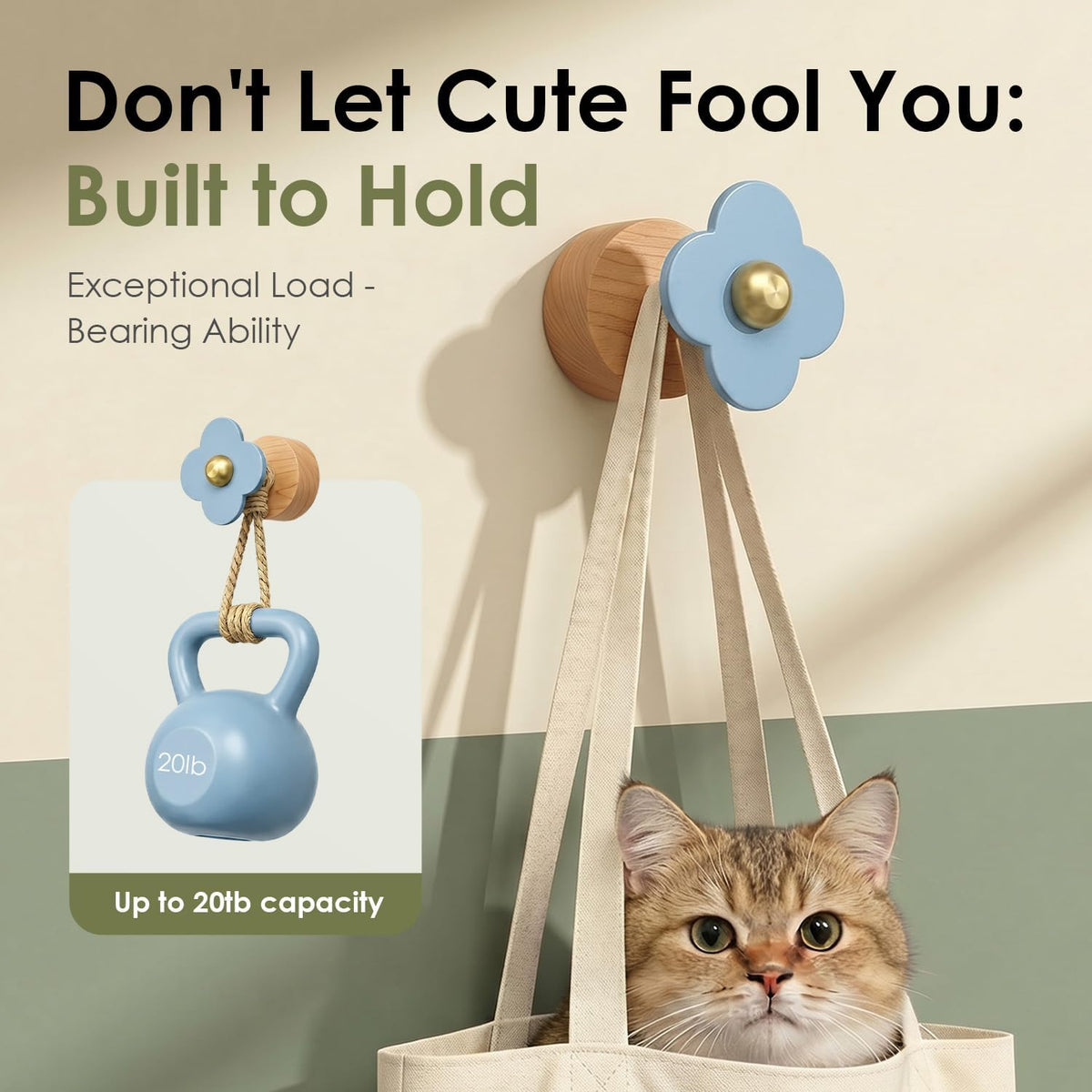 Upgreded Heavy Duty Coat Rack Wall Mount for Entryway, Kids' room Blue